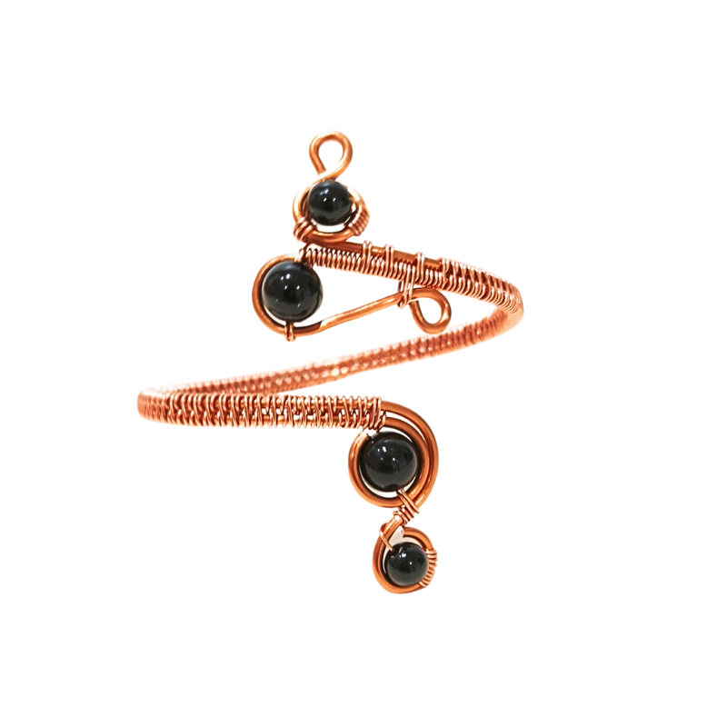 Sway Copper Bangle with Black Onyx