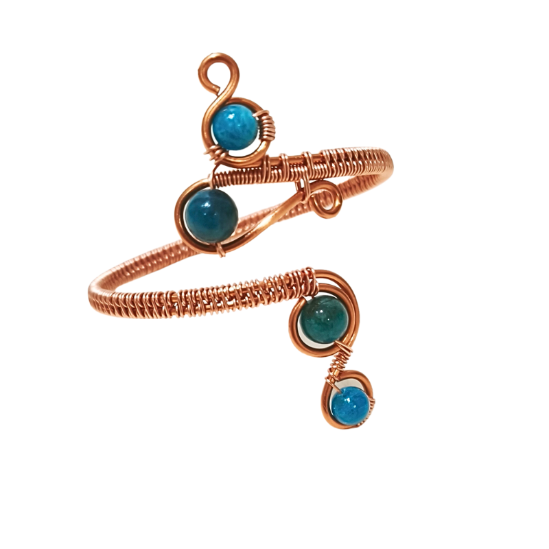 Sway Copper Bangle with Blue Apatite