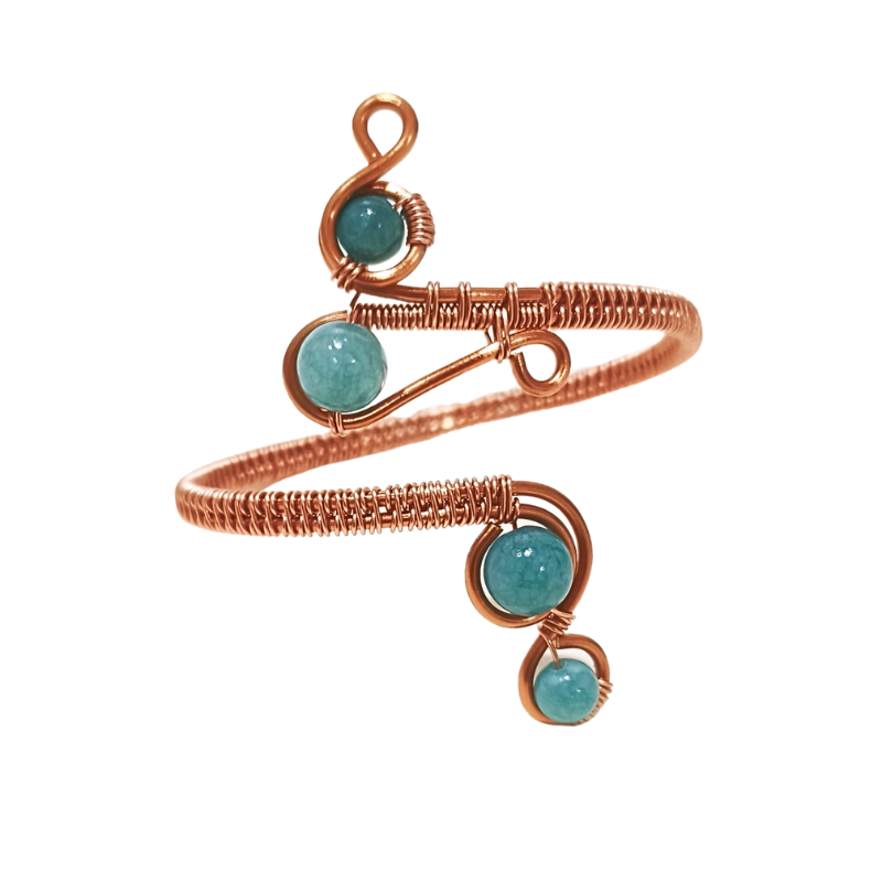 Sway Copper Bangle with Aquamarine