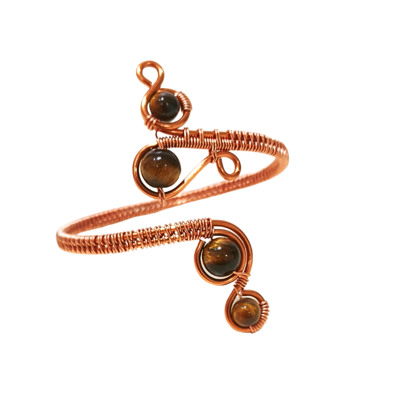 Sway Copper Bangle with Tiger Eye
