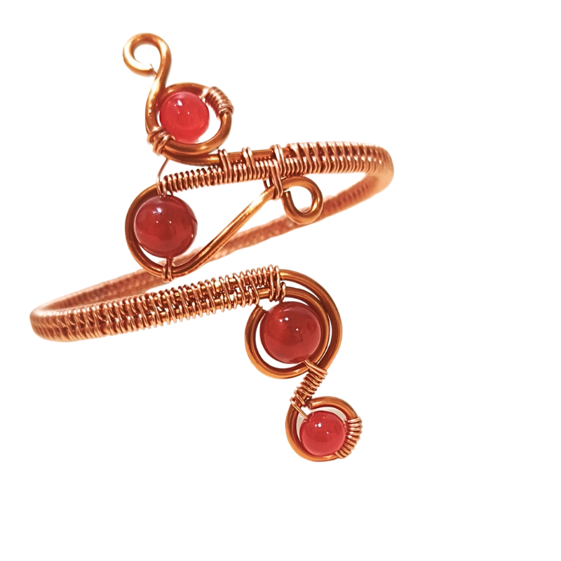 Sway Copper Bangle with Red Agate
