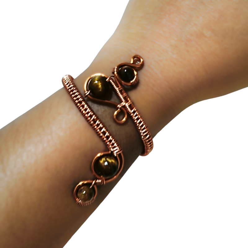 Sway Copper Bangle with Tiger Eye