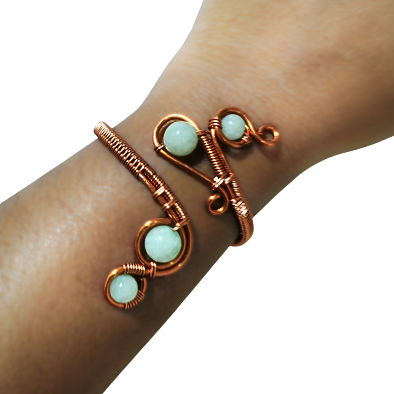 Sway Copper Bangle with Green Jade