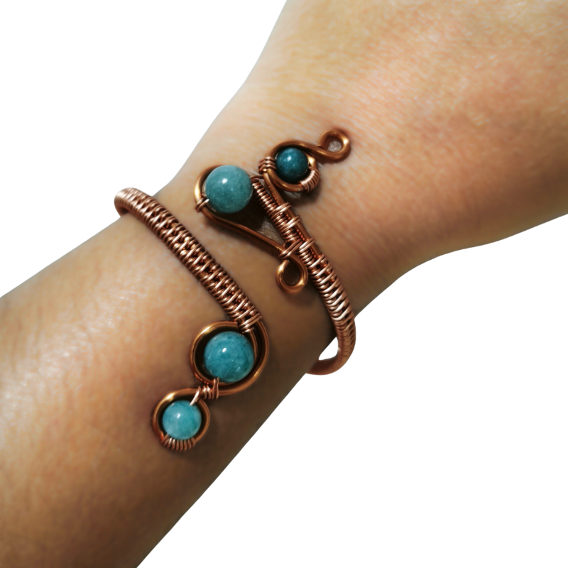 Sway Copper Bangle with Aquamarine