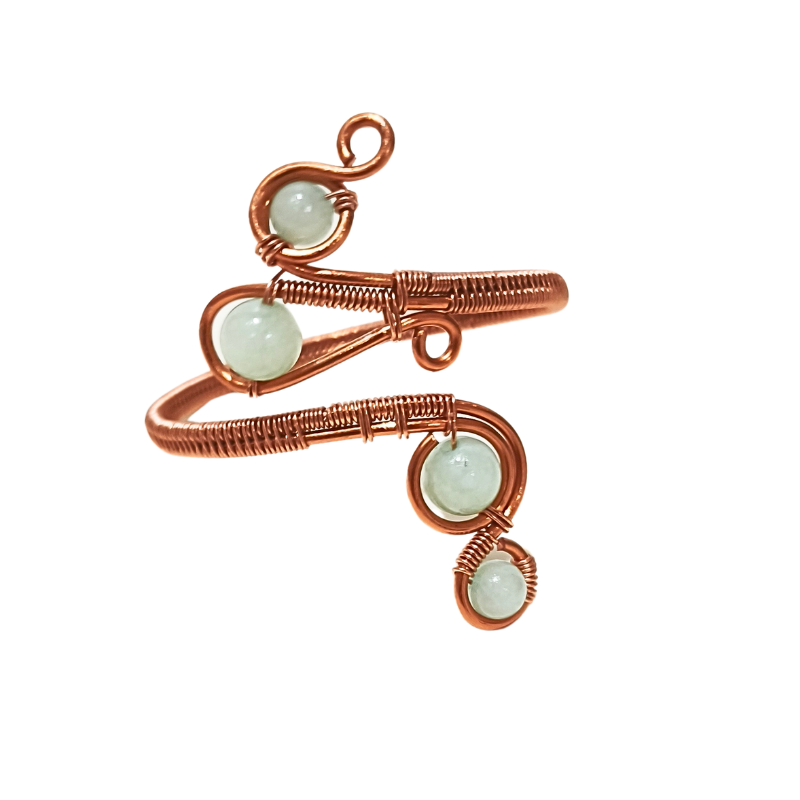 Sway Copper Bangle with Green Jade