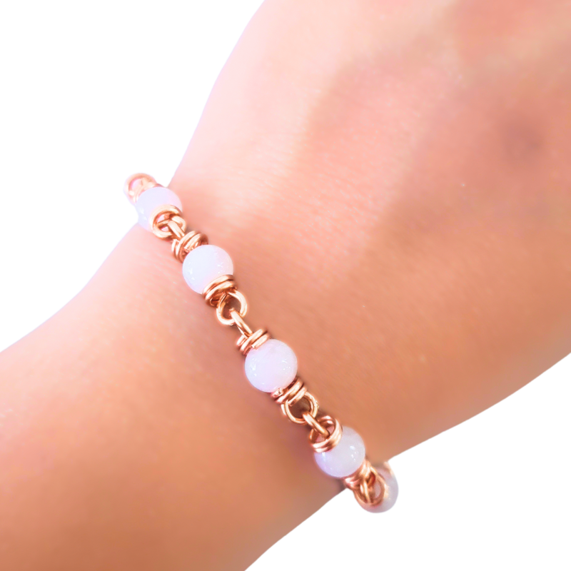 Copper Bracelet featuring Genuine Rose Quartz