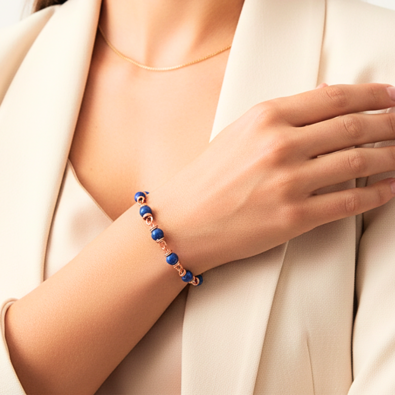 Dr. Beads Copper Bracelet featuring Lapis Lazuli