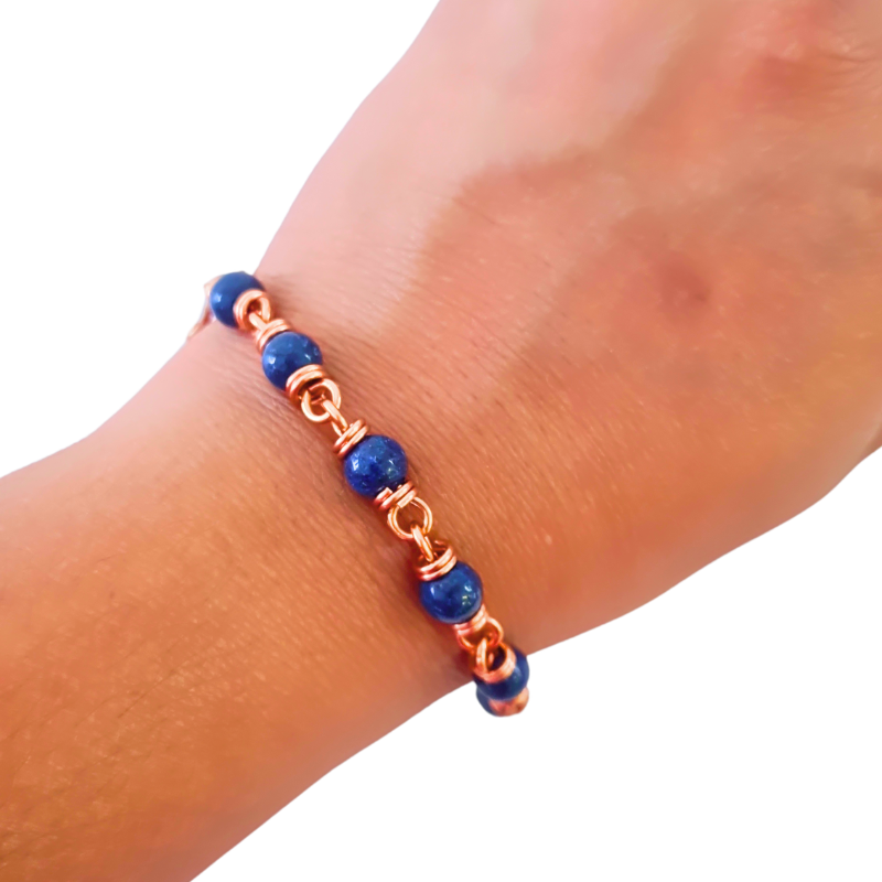 Dr. Beads Copper Bracelet featuring Lapis Lazuli