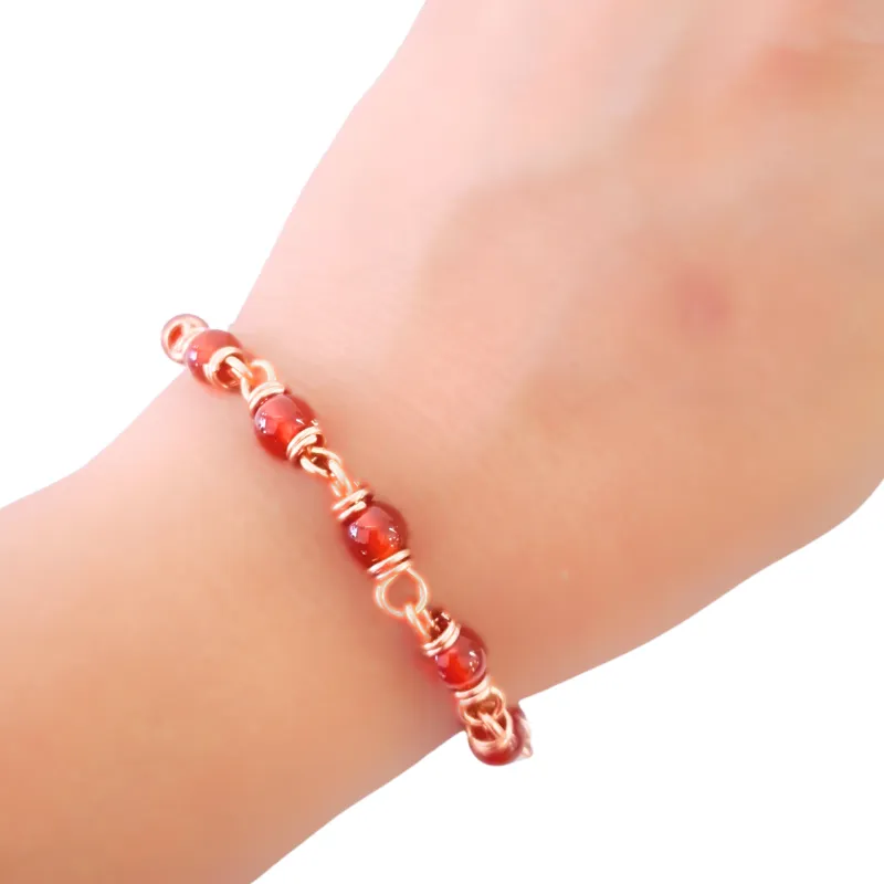 Copper Bracelet featuring Red Agate - Creativity