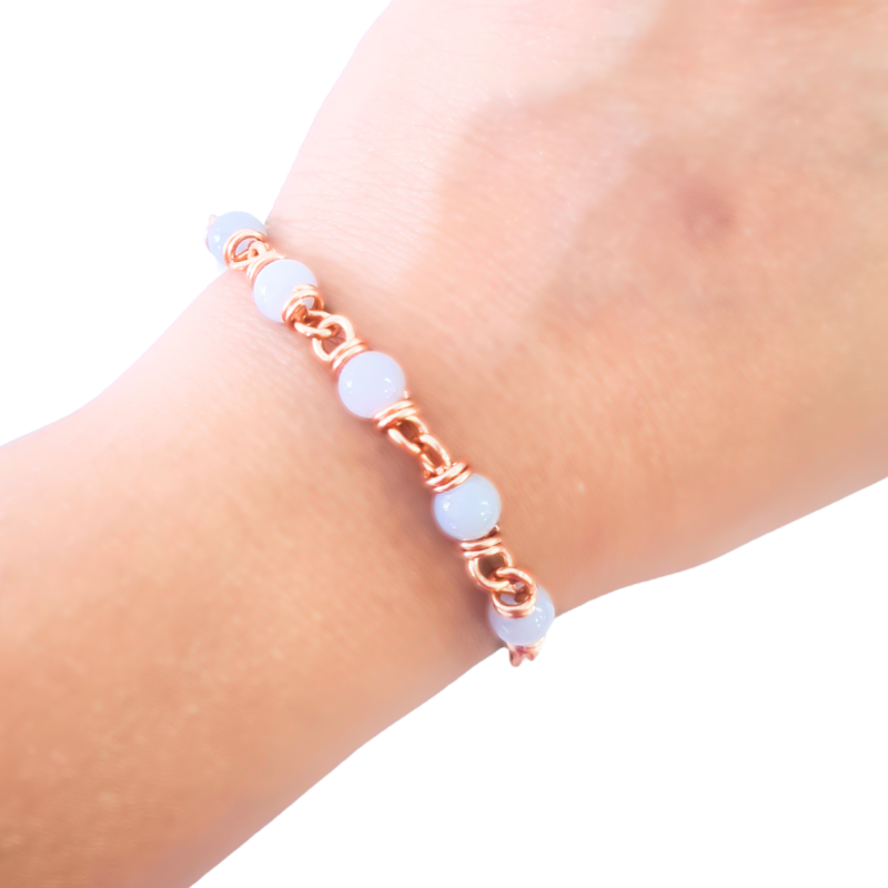 Copper Bracelet featuring Aquamarine - Reduce stress