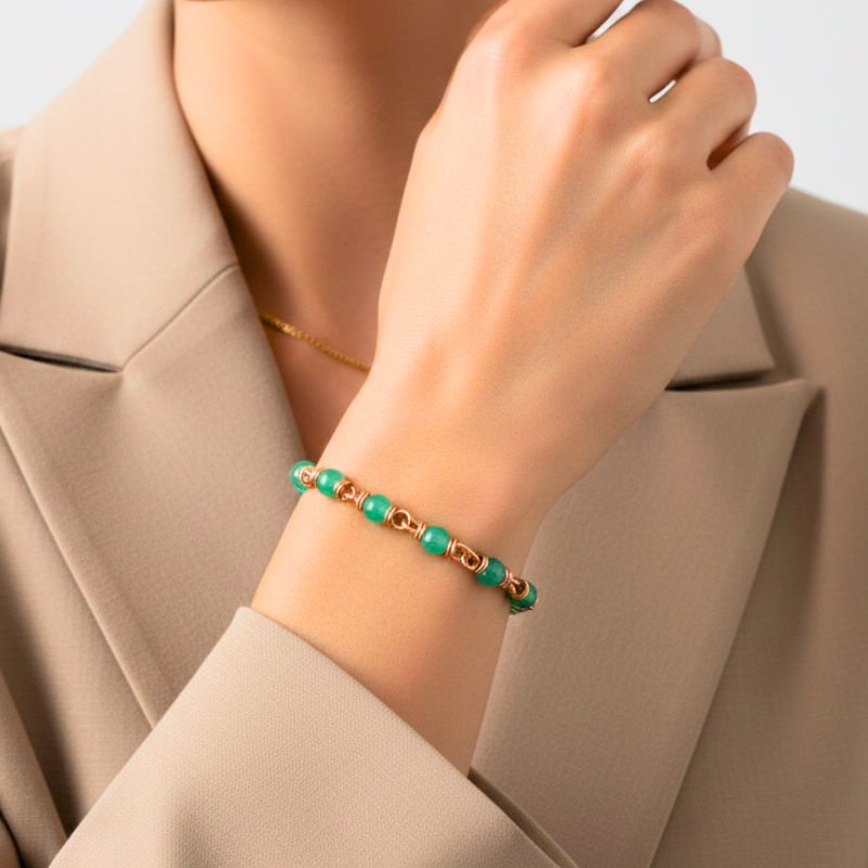 Copper Bracelet featuring Aventurine - Luck & Prosperity