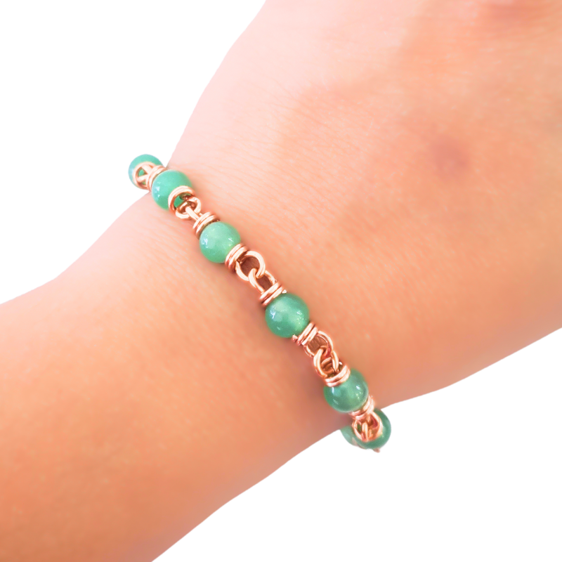 Copper Bracelet featuring Aventurine - Luck & Prosperity