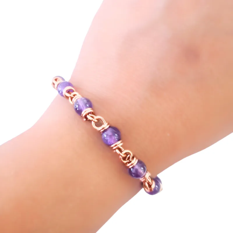 Copper Bracelet featuring Amethyst - Serenity & Calm