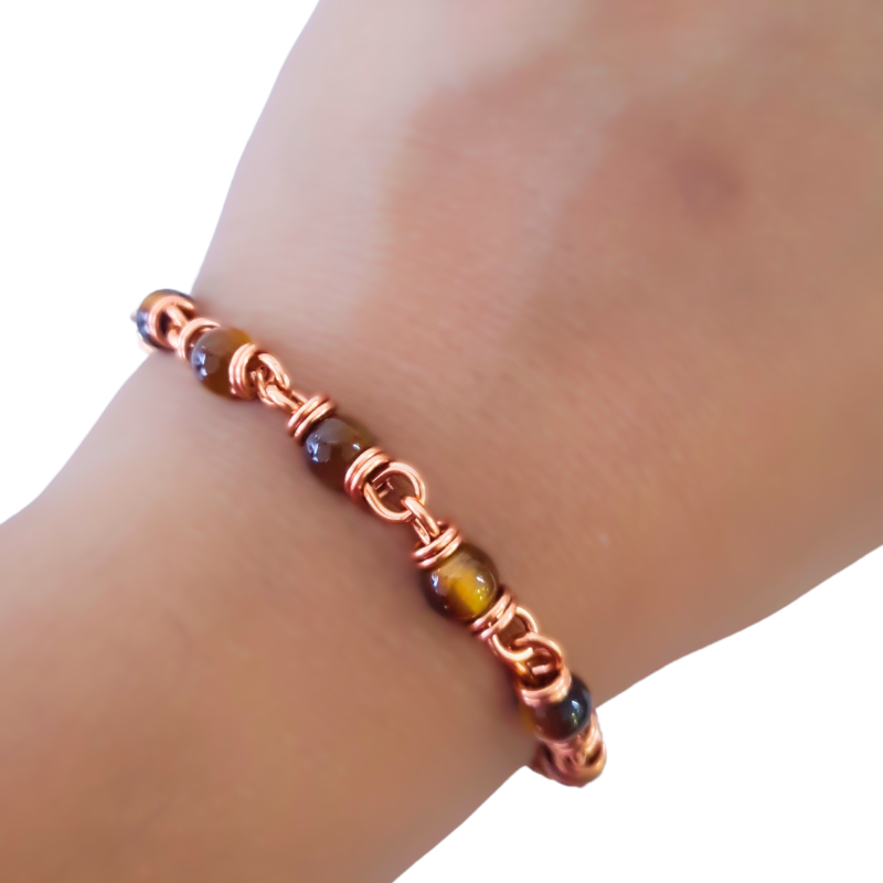 Copper Bracelet featuring Tiger Eye - Grounding & Protection