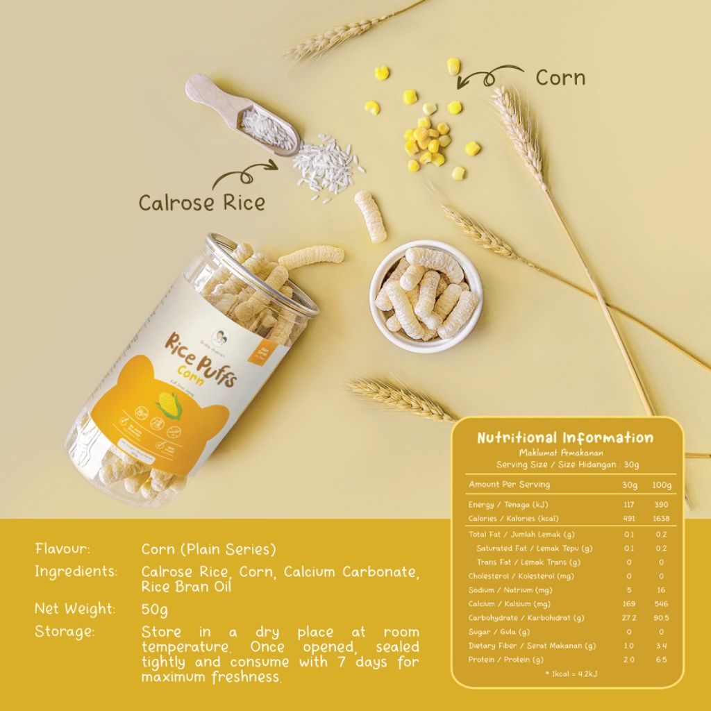 Double Happiness_High Calcium Rice Puff_Plain Series_6 Months baby snack_Nutritional Table_corn