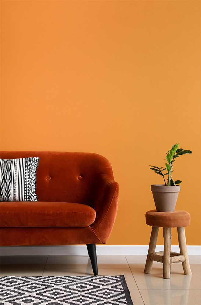 orange trendy modern stylish sofa 