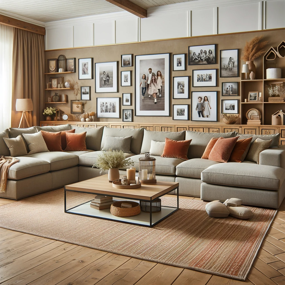cream sectional sofa in a living room