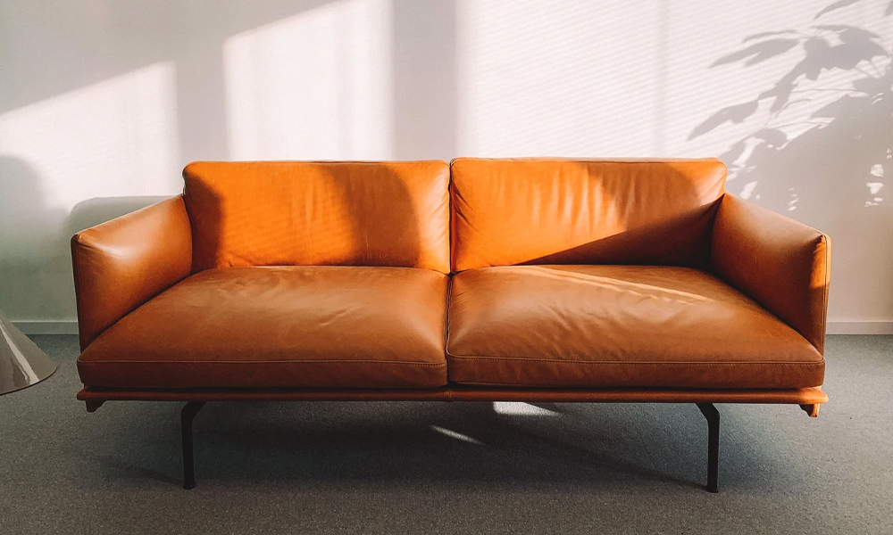 Classic brown slim track arm sofa