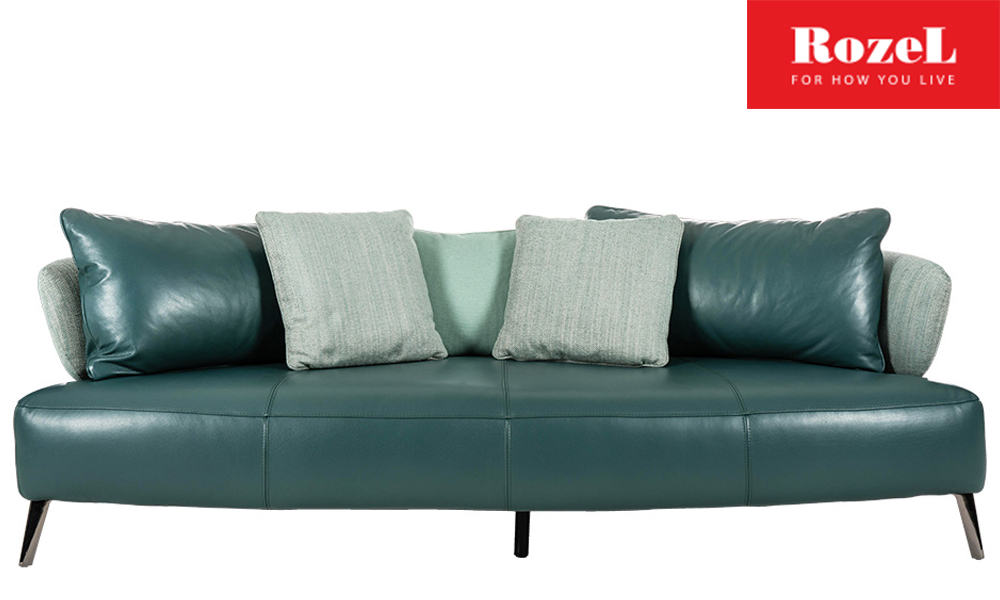 Rozel green lake modern leather sofa