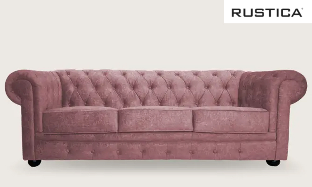 Rustica chesterfield sofa in modern pink colour