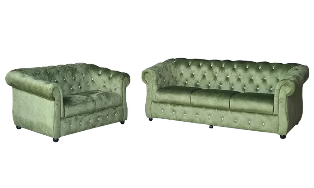 NOTTI NTSF856 Christoper Chesterfield Style 2+3 Seater Velvet Fabric Sofa