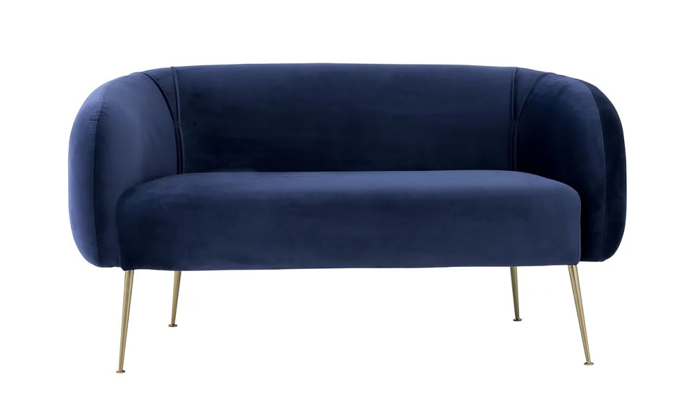 Tekkashop FDSF4984MB Modern Style Veloutine Fabric Seat and Gold-Plated Legs in Midnight Blue