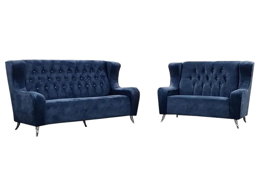 NOTTI NTSF613 Edward EXO High Back Style Chesterfield Velvet Fabric Diamond-Tuff 2+3 Seater Sofa