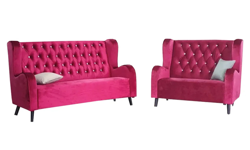 NOTTI NTSF471 Edward Ring High Back Style Chesterfield Velvet Fabric Diamond-Tuff 2+3 Seater Sofa