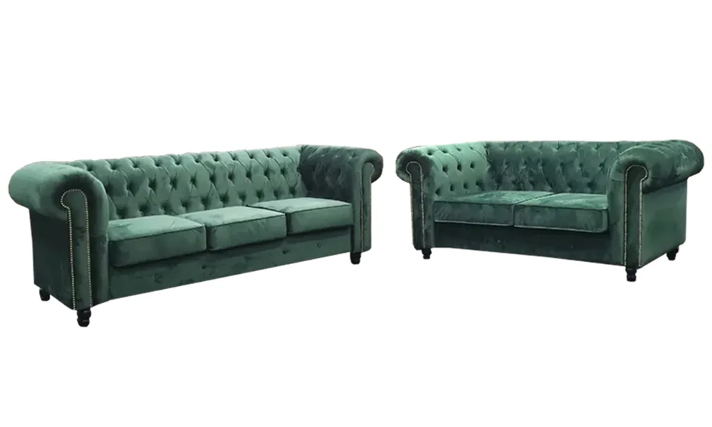 NOTTI NTSF839 Designer Chesterfield Style 2+3 Seater Velvet Fabric Sofa