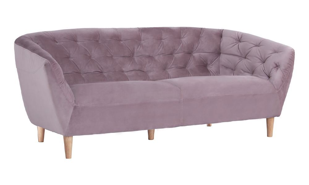 Tekkashop FDSF1507RS Scandinavian Style 3 Seater Sofa with Sturdy Solid Oak Leg in Rosa Color