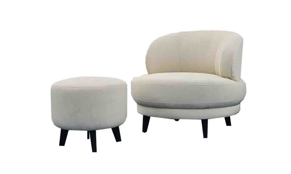 Elegant Contemporary Style Comfortable Sofa with Stool in White Malaysia