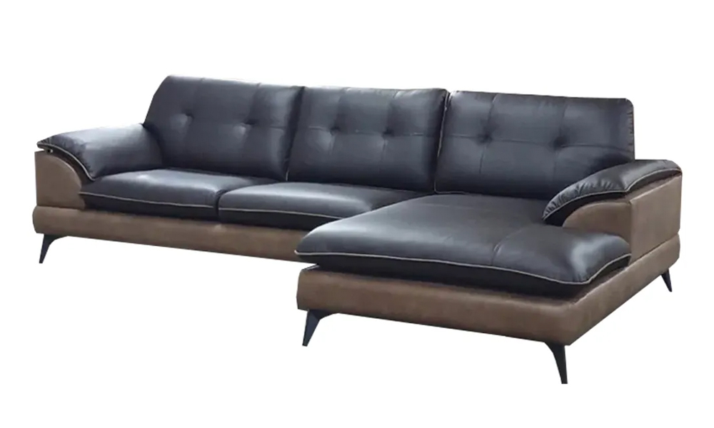 NOTTI NTSF383 PU Leather Pillow Shaped Cushion Corner L Shape Sofa in Brown and Black Malaysia