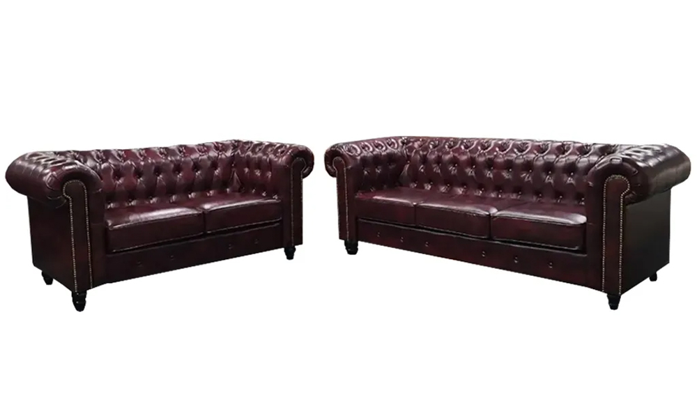 Modern Premium Leather Chesterfield Sofa in Dark Brown Malaysia