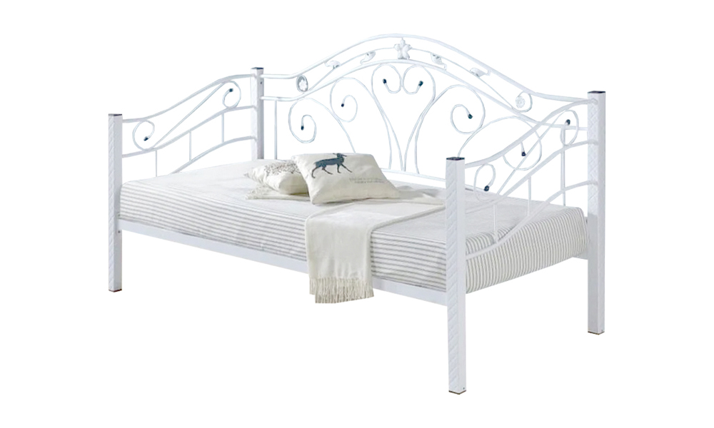 Elizabeth Style 3 inch Bed Base Metal Frame Single Day Bed in White Malaysia