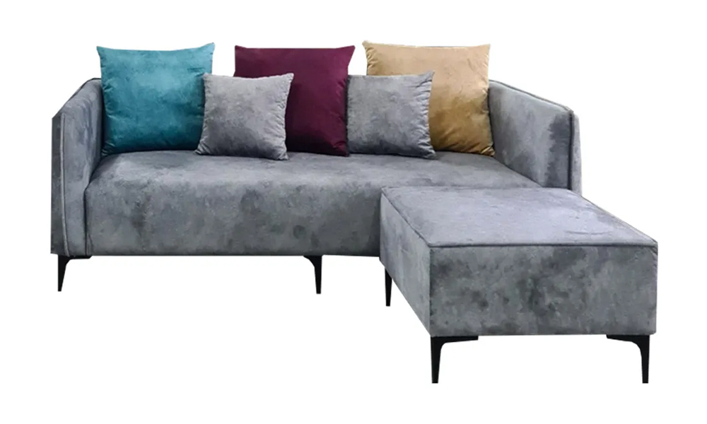 NOTTI NTSF743 Minimalist Plain Style Velvet Fabric 2.5 Seater Sofa with Portable Stool