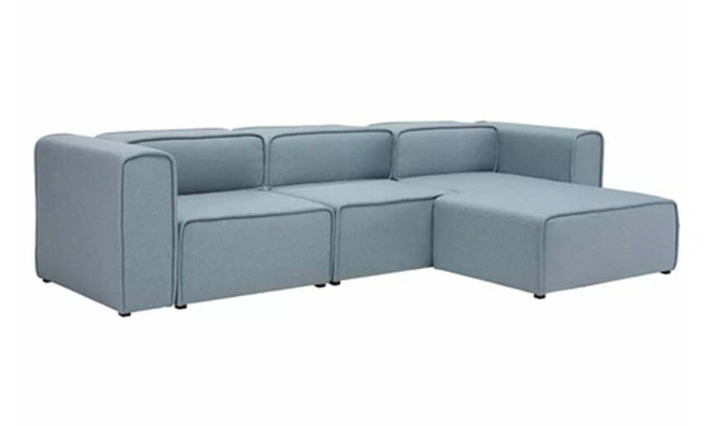 Tekkashop FDSF4999LB Contemporary Style High Density Foam and Solid Rubberwood Frame 3-Seater L Shaped Sofa in Light Blue