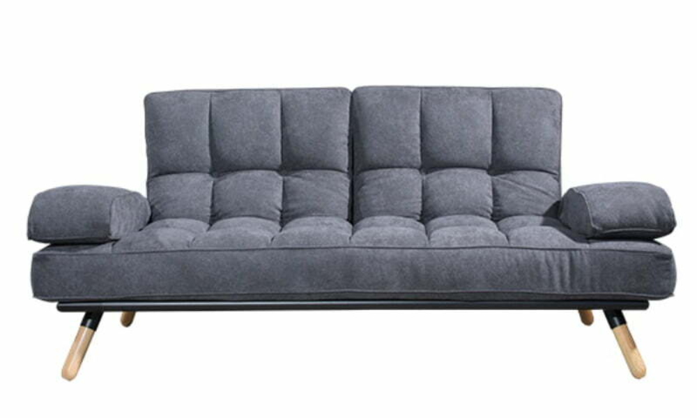 Tekkashop FDSF3797IK Modern Scandinavian Style Adjustable Fabric 3-Seater Sofa Bed with Metal Frame in Ink Color