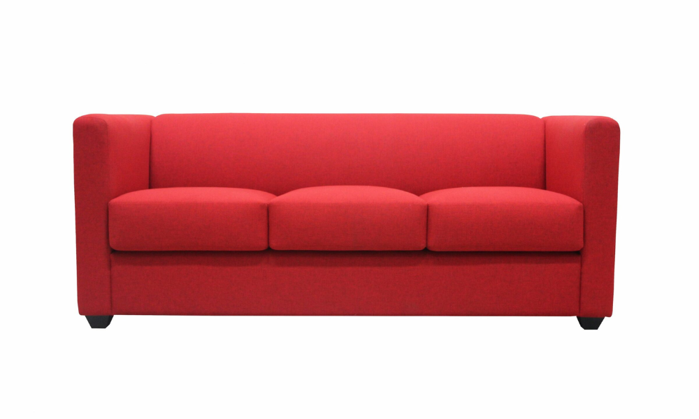 Tekkashop AMSF4708R Elegant Style Fabric Seat and High Density Foam 3 Seater Sofa with Solid Wooden Frame in Red