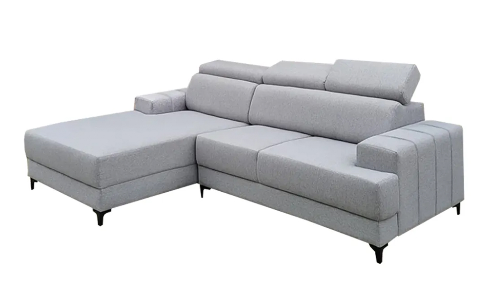 NOTTI NTSF43L Modern Boxed Shape Linen Fabric L Shaped Sofa with Adjustable Headrest