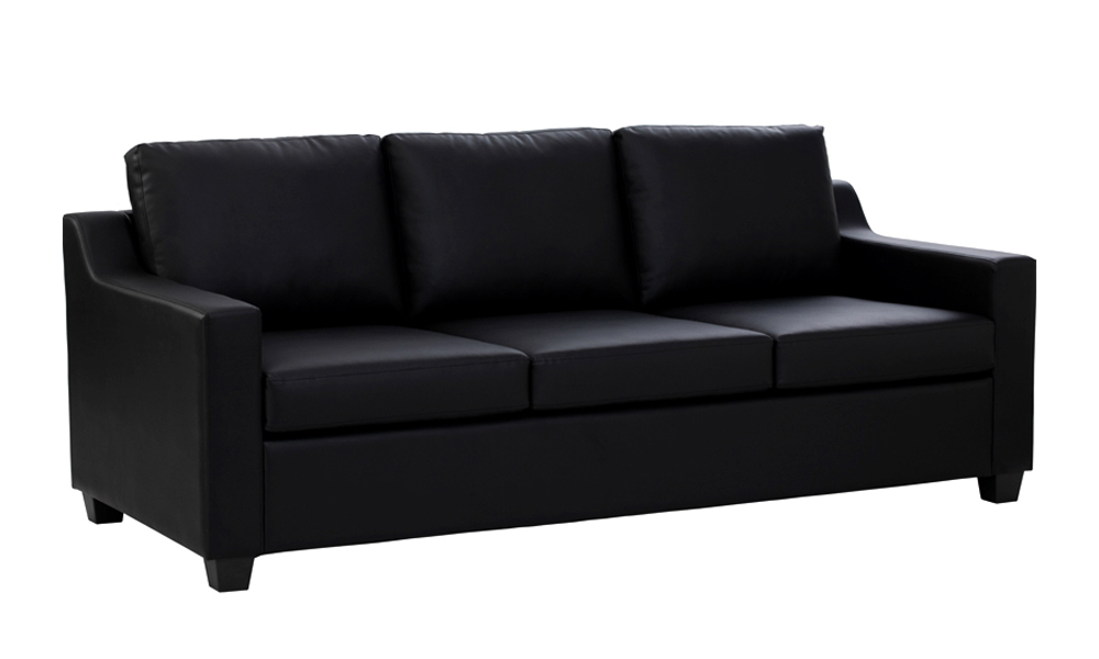 Tekkashop FDSF2333BL Contemporary Linen Fabric 3-Seater Sofa with Sturdy Solid wood Legs in Black
