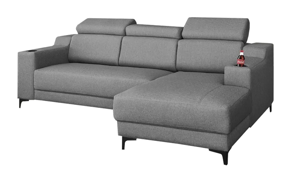Louis Style Fabric Corner L Shape Sofa in Grey