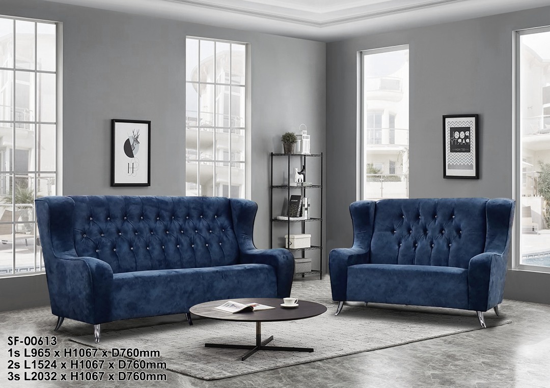 NOTTI NTSF613 Edward EXO High Back Style Chesterfield Velvet Fabric Diamond Tuff 2 3 Seater Sofa Pre Order
