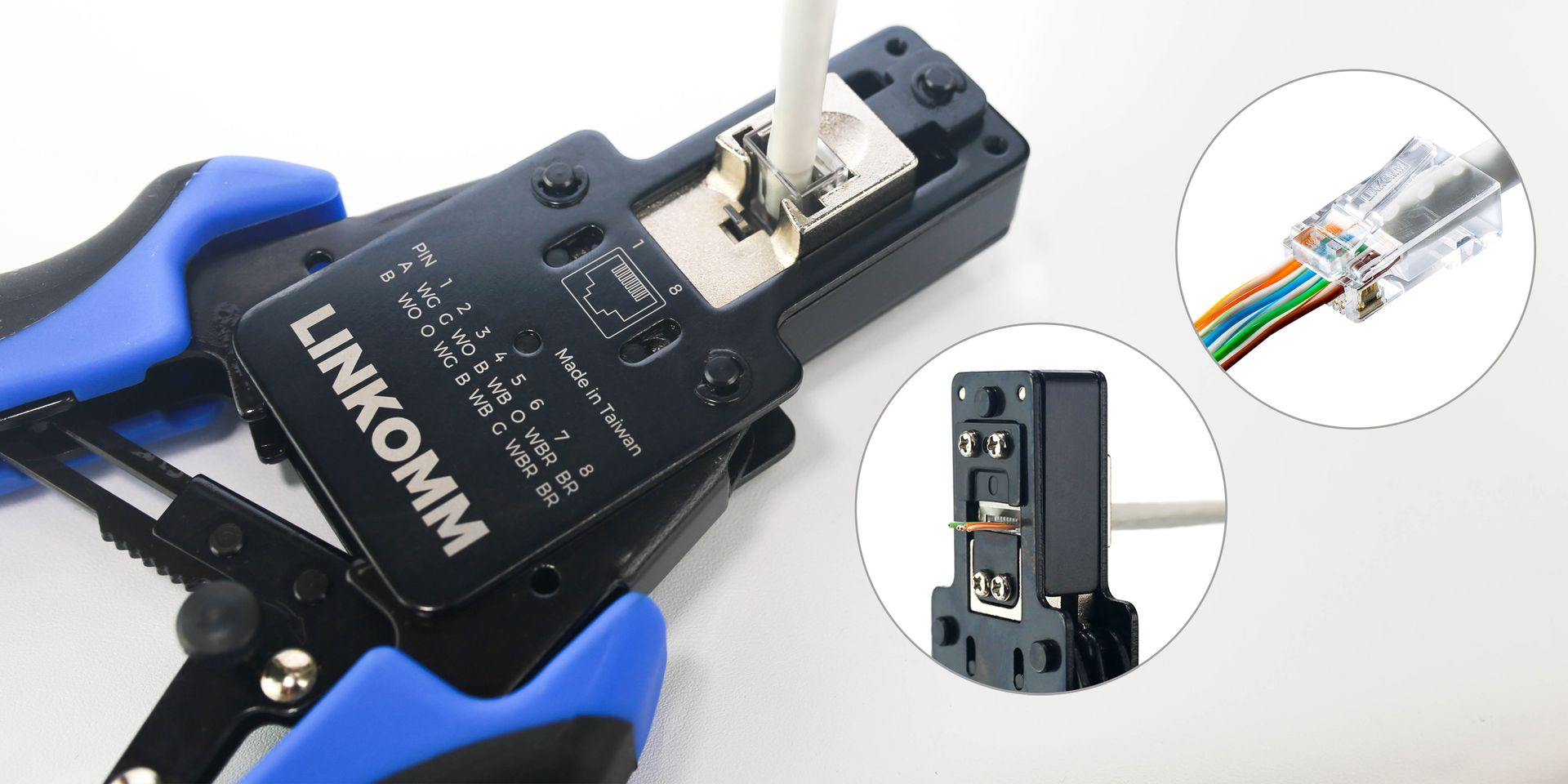 LINKOMM - RJ45 End-Pass-Through Modular Plug Crimping
