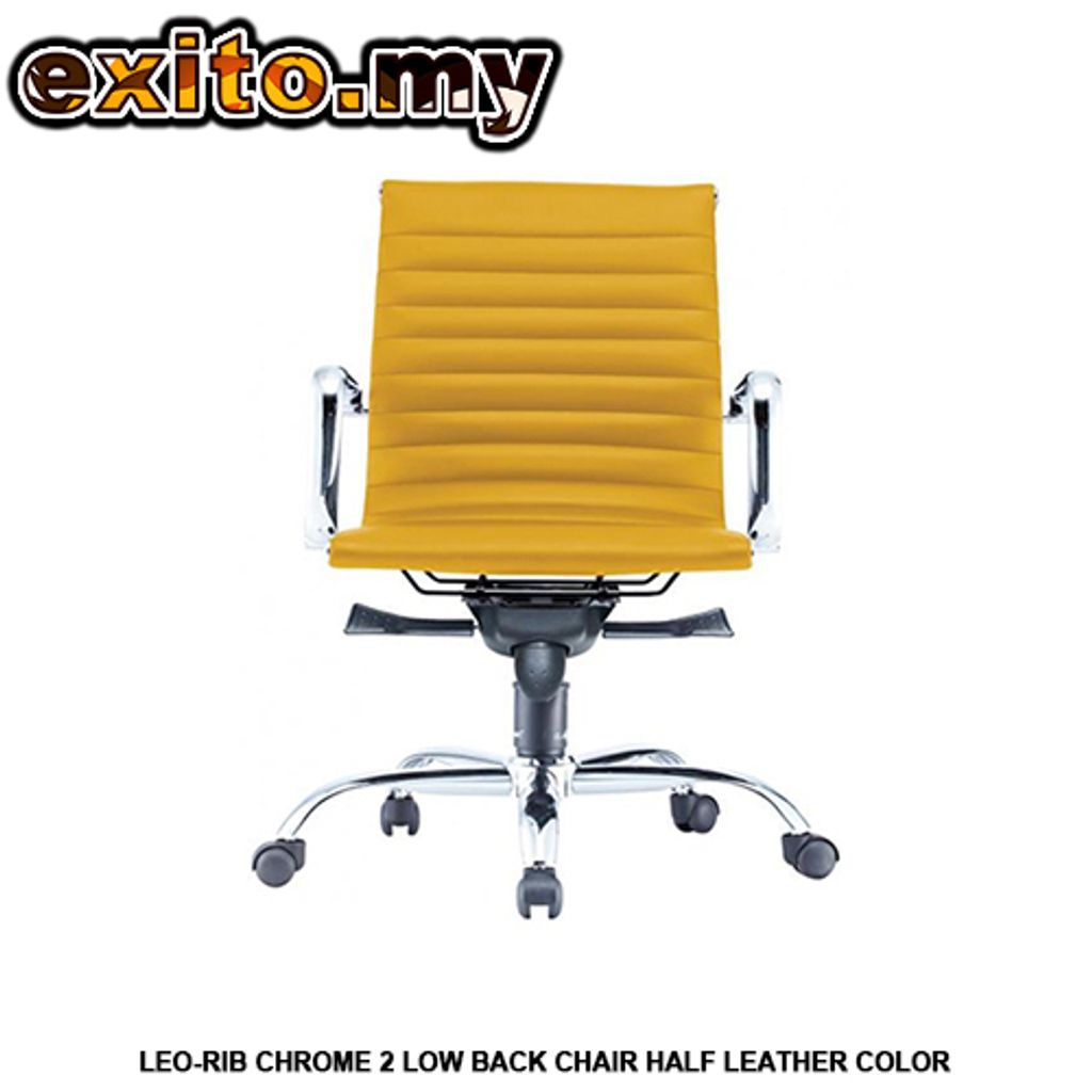 LEO-RIB CHROME 2 LOW BACK CHAIR HALF LEATHER COLOR