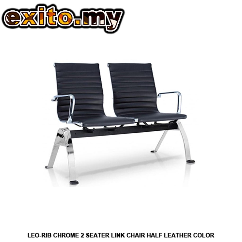 LEO-RIB CHROME 2 SEATER LINK CHAIR HALF LEATHER COLOR