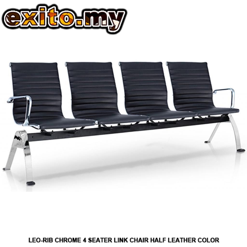 LEO-RIB CHROME 4 SEATER LINK CHAIR HALF LEATHER COLOR
