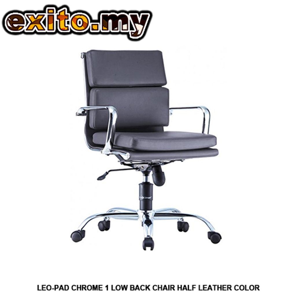 LEO-PAD CHROME 1 LOW BACK CHAIR HALF LEATHER COLOR