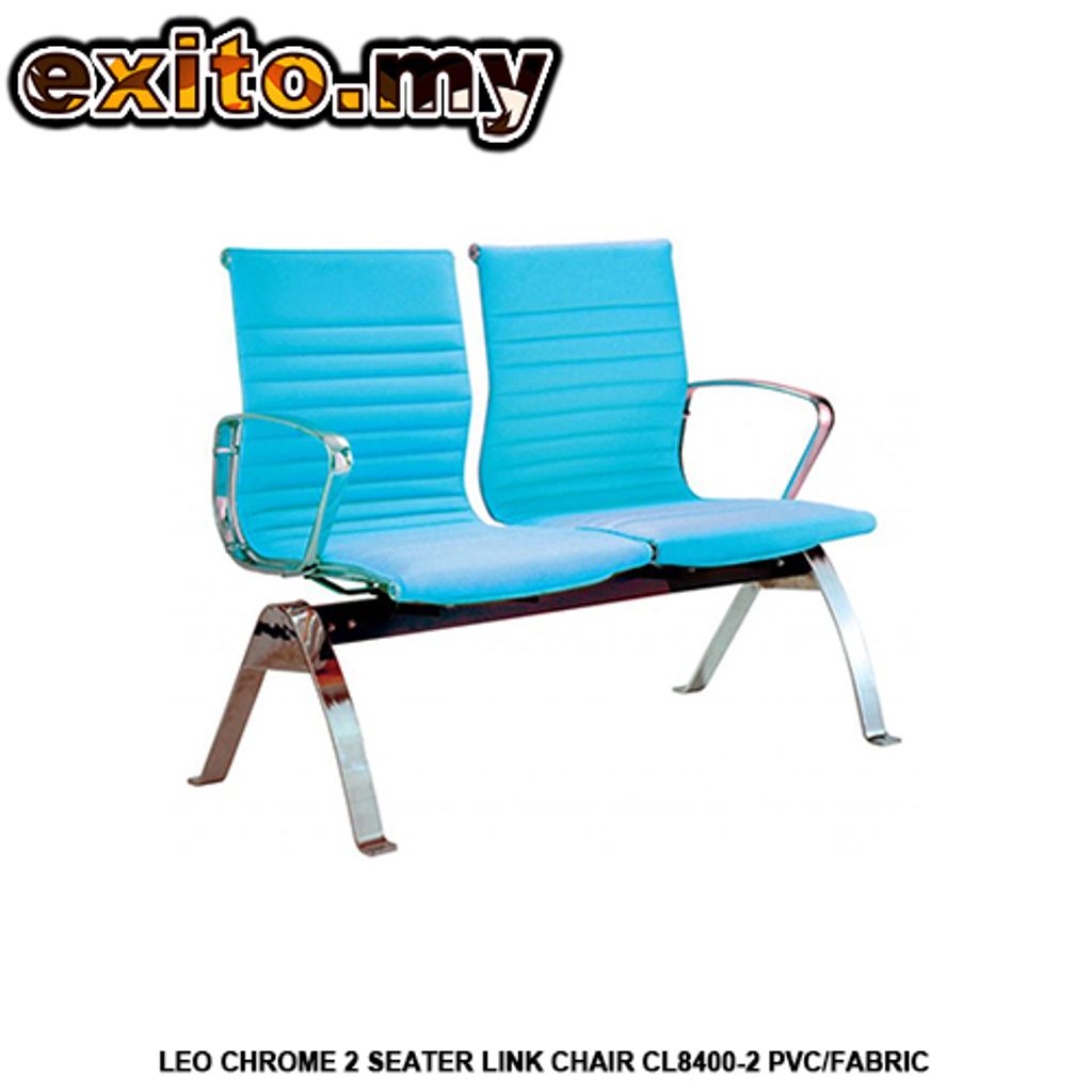 LEO CHROME 2 SEATER LINK CHAIR CL8400-2 PVC FABRIC.jpg