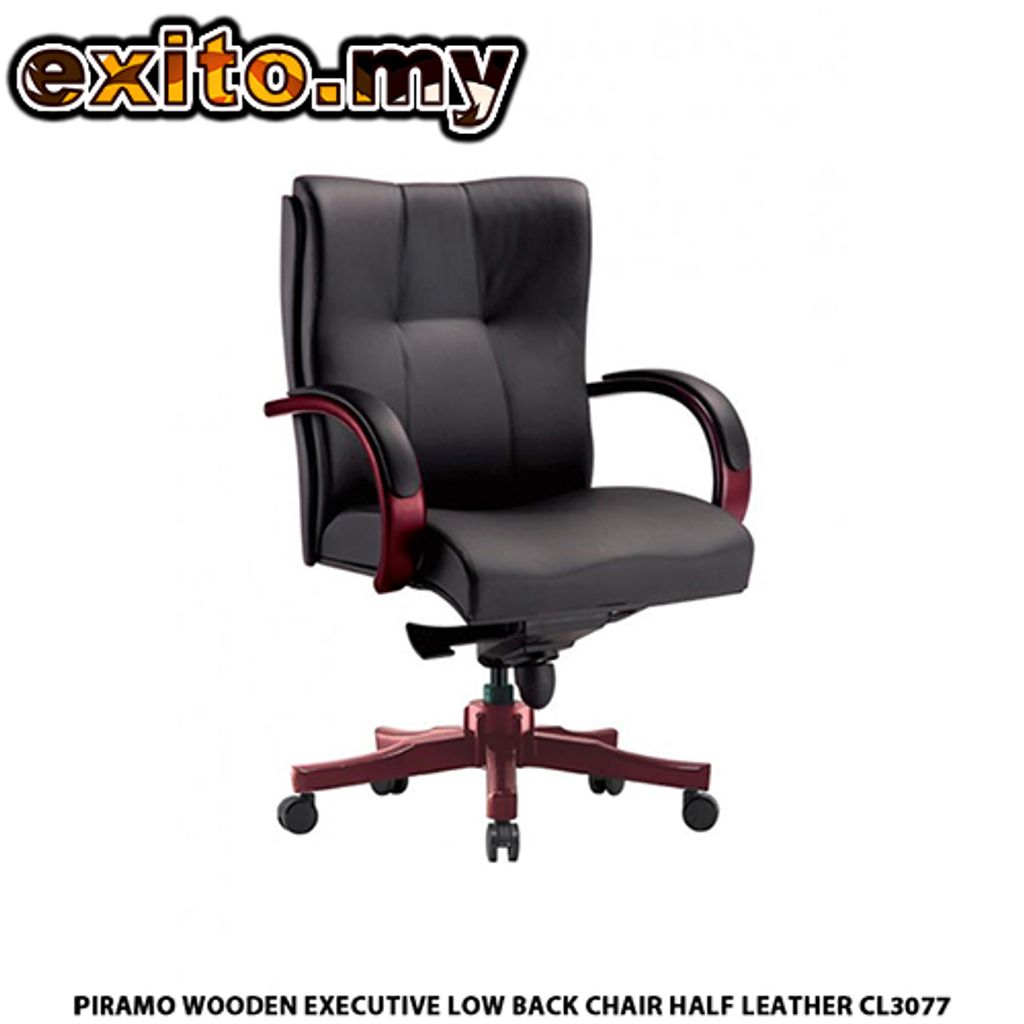 PIRAMO WOODEN EXECUTIVE LOW BACK CHAIR HALF LEATHER CL3077