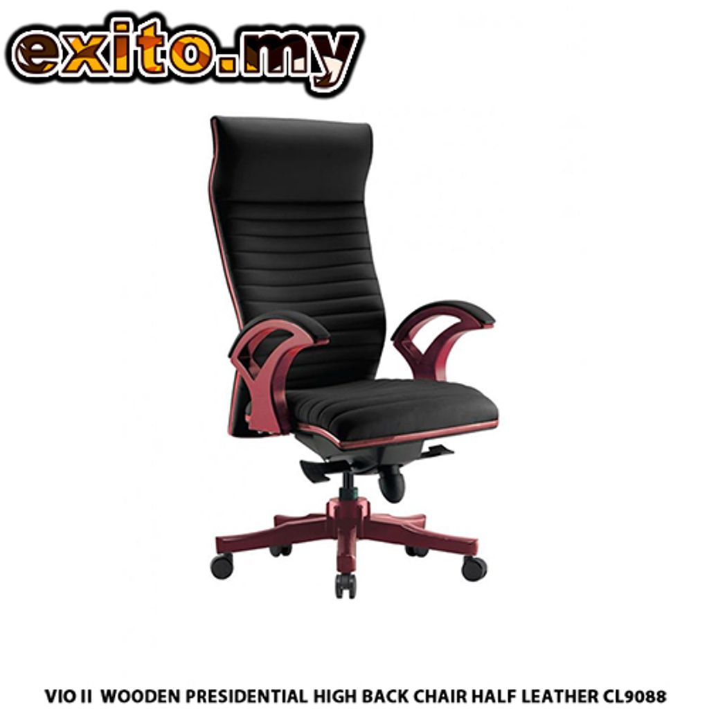 VIO II WOODEN PRESIDENTIAL HIGH BACK CHAIRHALF LEATHER CL9088